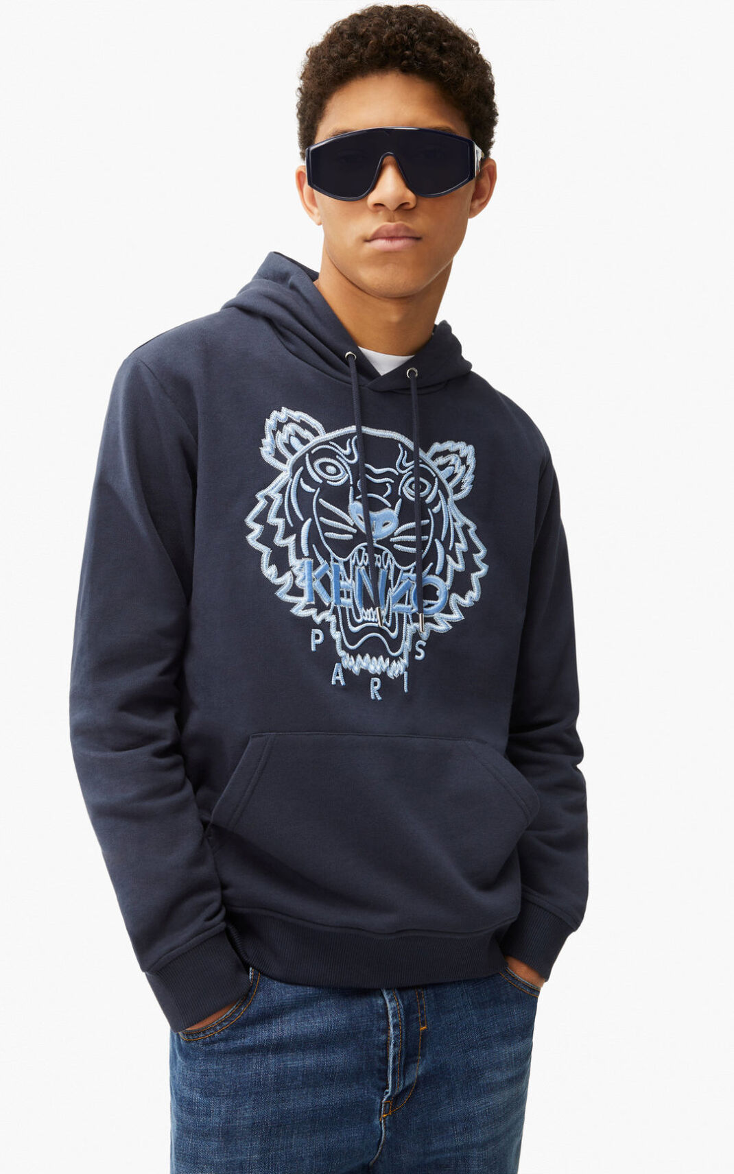 Sudaderas Con Capucha Kenzo Tiger Hombre Azules Negras RPH160347